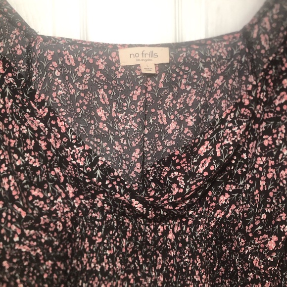 No Frills Los Angeles Cropped Blouse Size L Floral Print - Picture 2 of 7